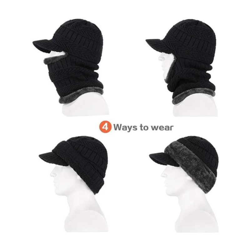 Men & Womens Knitted Woolen Balaclava Monkey Cap with Fur Inside (Free Size) - Image 2