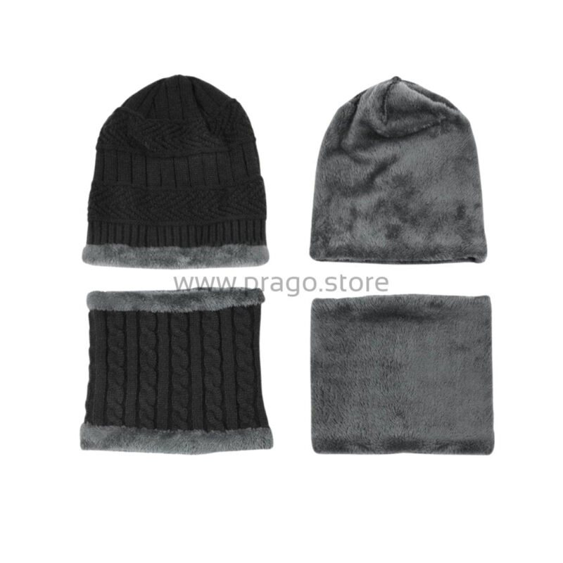 Winter Knit Woolen Cap with Neck Warmer Scarf Set for Men & Women - Image 2