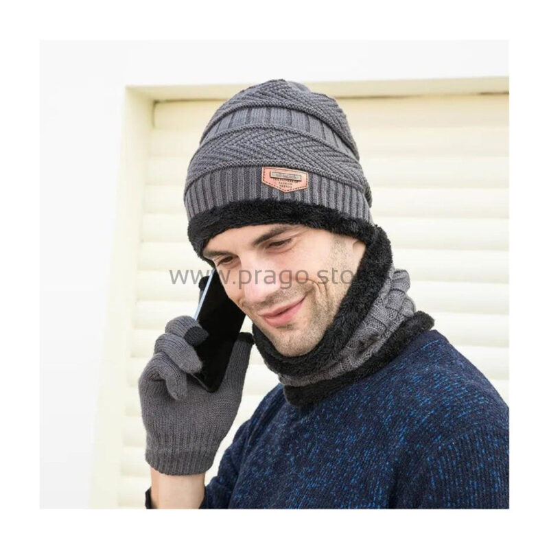 Winter Knit Woolen Cap with Neck Warmer Scarf Set for Men & Women - Image 5