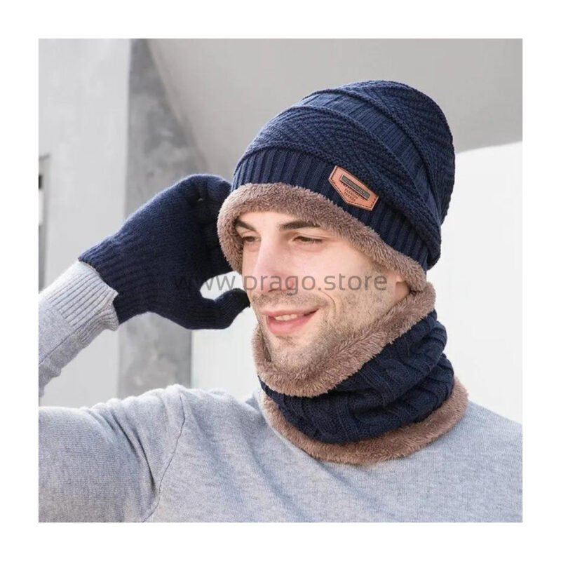 Winter Knit Woolen Cap with Neck Warmer Scarf Set for Men & Women - Image 6