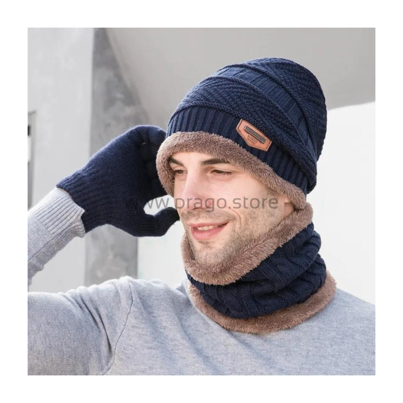 Winter Knit Woolen Cap with Neck Warmer Scarf Set for Men & Women - Image 7