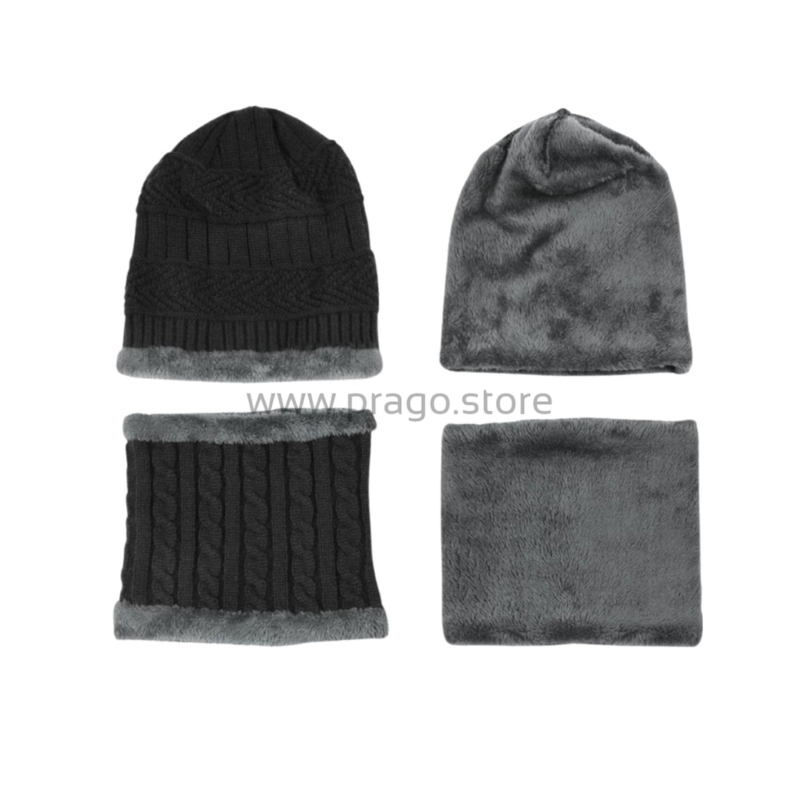 Winter Knit Woolen Cap with Neck Warmer Scarf Set for Men & Women - Image 9