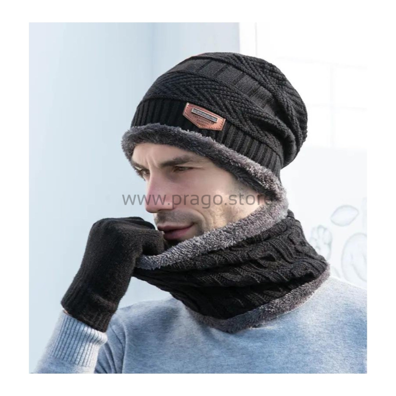 Winter Knit Woolen Cap with Neck Warmer Scarf Set for Men & Women - Image 10