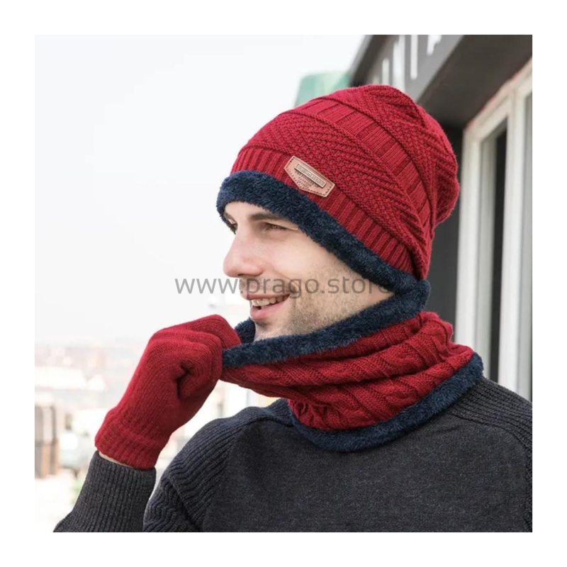 Winter Knit Woolen Cap with Neck Warmer Scarf Set for Men & Women - Image 11