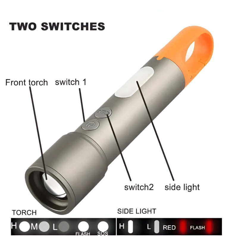 Multi-functional USB Torch light Metal Ps238 - Image 6