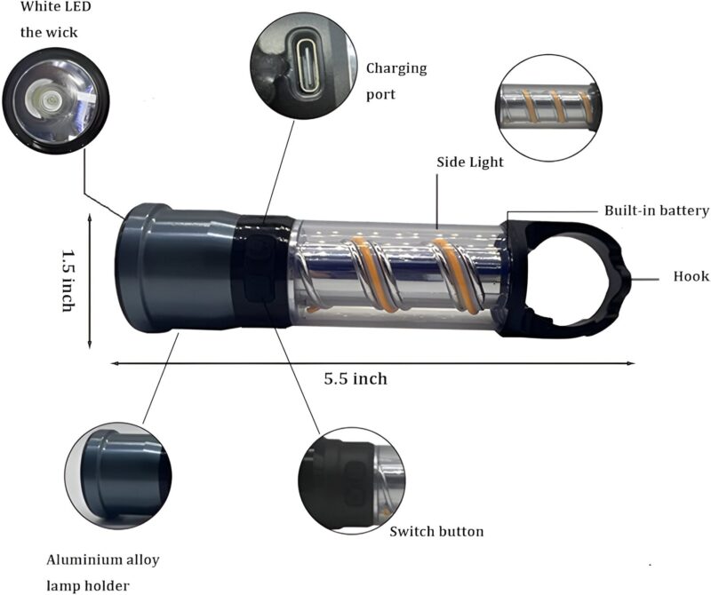 Multi-functional Portable Camping Rechargeable Light With Hook Ps240 - Image 2