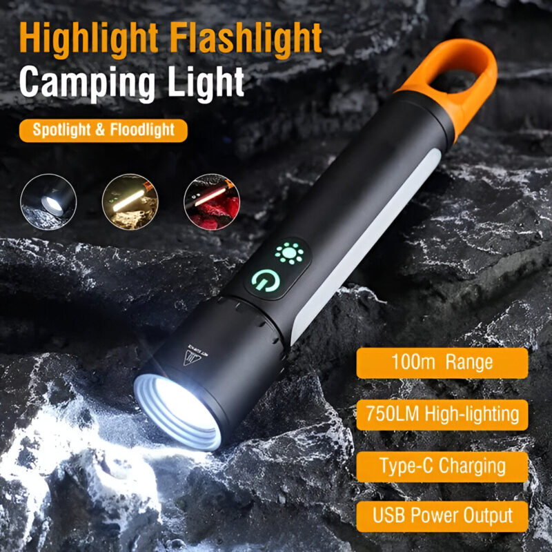 COB Led Super Bright Torch Flashlight Rechargeable With Hook Ps241 - Image 6