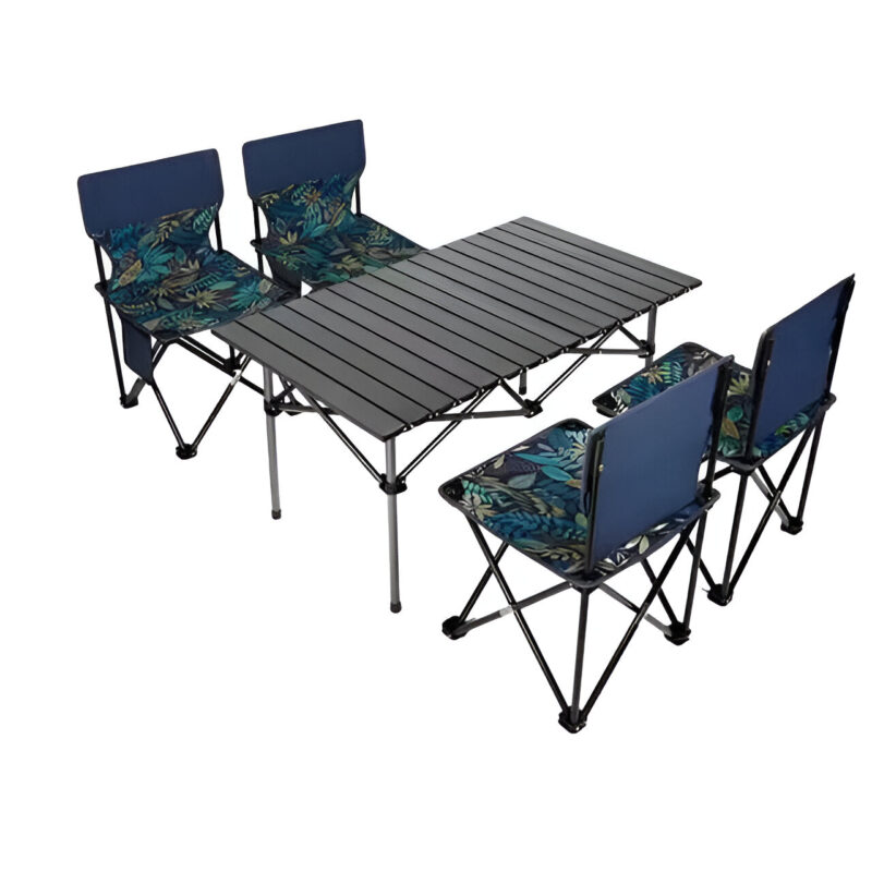 Outdoor Portable Folding Camping Table With 4 Chair Set Ps120