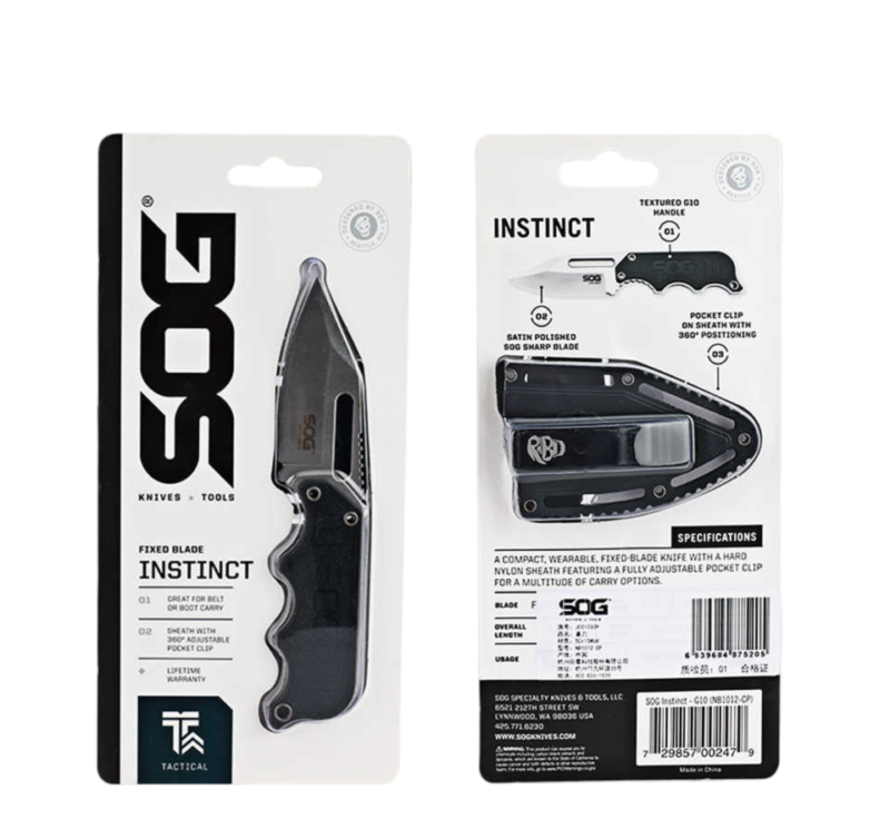 SOG Instinct Camping Tactical Neck Knife with Sheath ps215