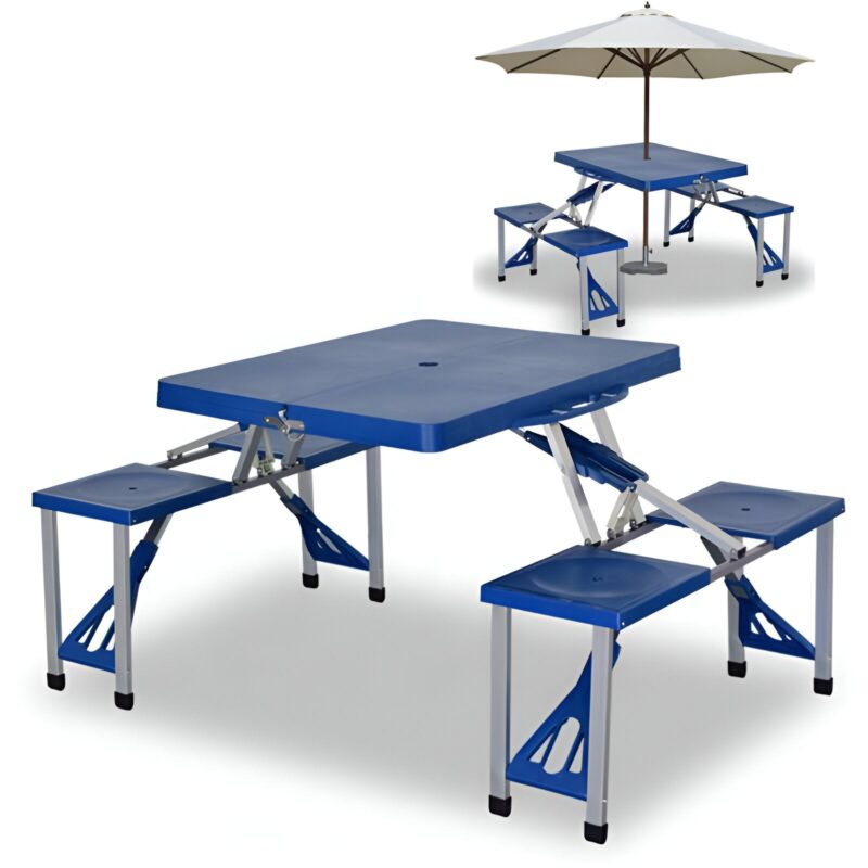 Plastic Blue Table And Chair Set Folding Table outdoor table chair with umbrella ps 187