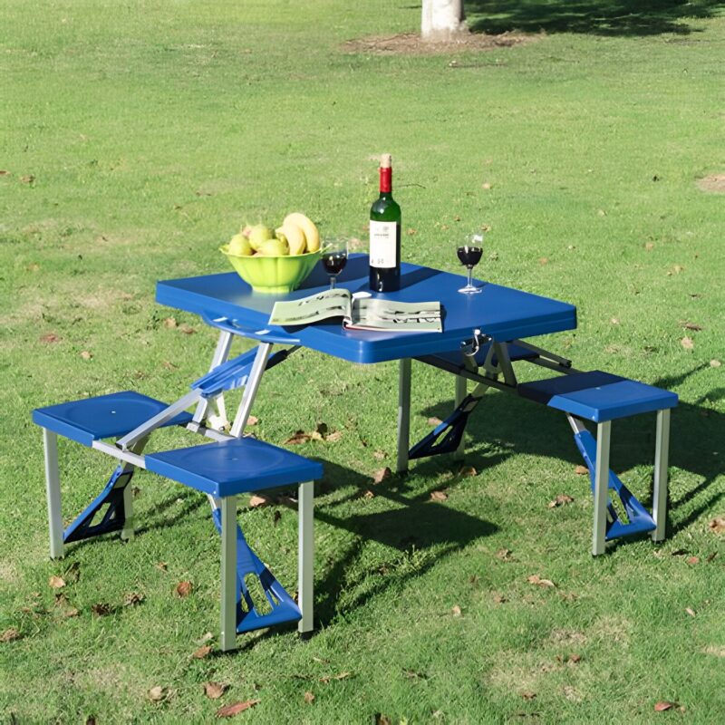 Plastic Blue Table And Chair Set Folding Table outdoor table chair with umbrella ps 187 - Image 3