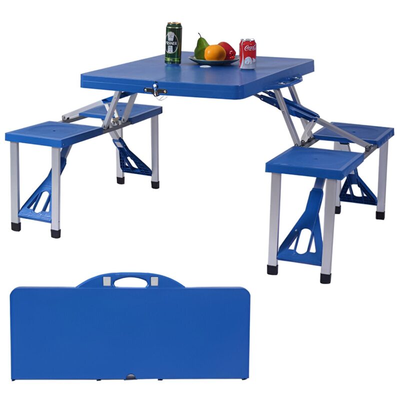 Plastic Blue Table And Chair Set Folding Table outdoor table chair with umbrella ps 187 - Image 2